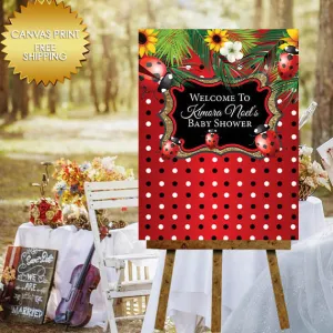 Ladybug Baby Shower Welcome Guestbook Canvas sign