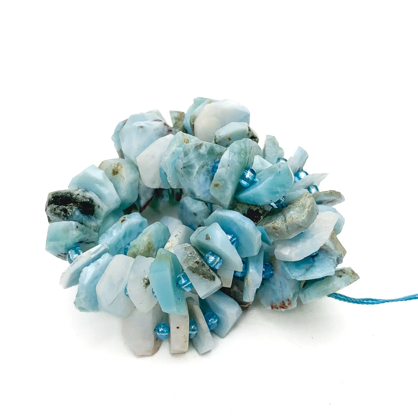 Larimar Hexagon Disc Bead Strand