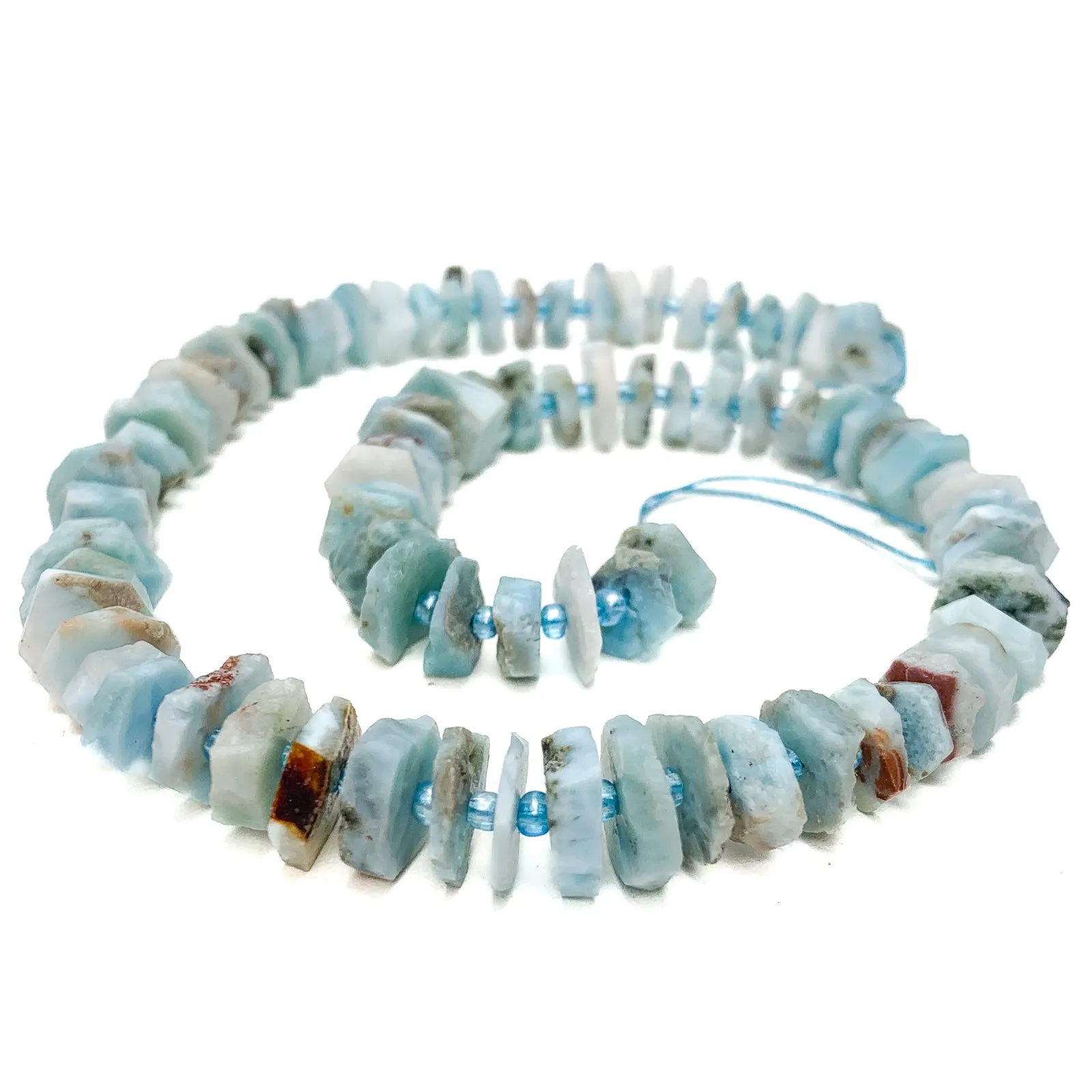 Larimar Hexagon Disc Bead Strand