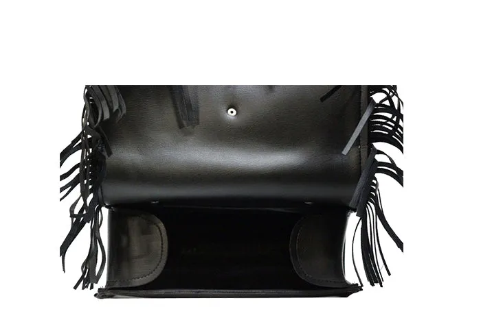 Leather Motorcycle Tool Bag with Braid, Fringes, and Concho