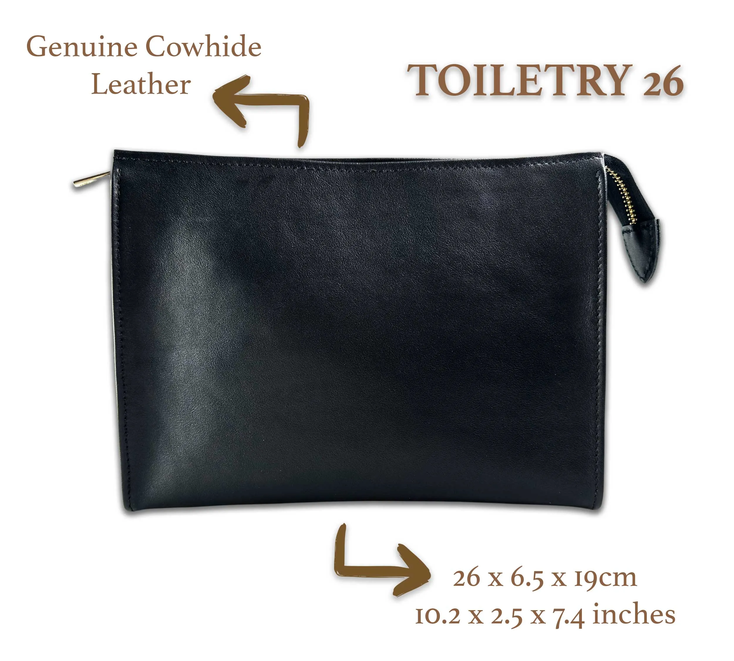 Leather Toiletry Pouch 26 - Black
