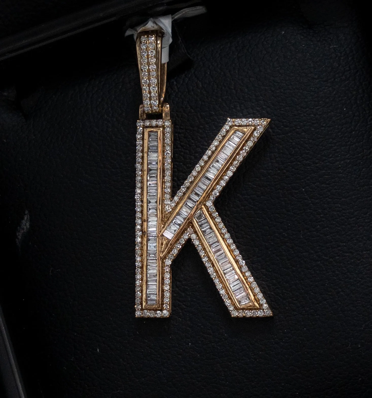 Letter K Pendant 14K Yellow Gold With Diamond / 3.8gr