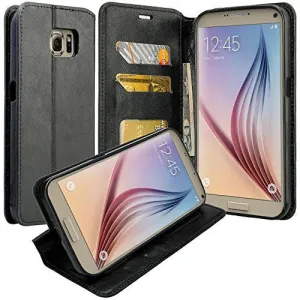 LG Optimus Zone 3 Cases | LG K4 Cases | LG Spree Cases | LG Rebel Cases, Magnetic Flip Folio [Kickstand Feature] Pu Leather Wallet Case with ID & Credit Card Slot - Black