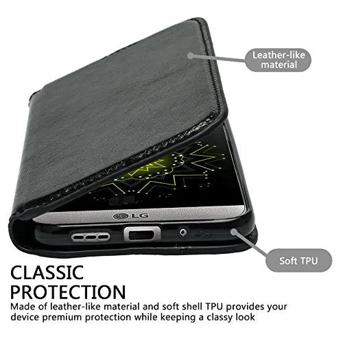 LG Optimus Zone 3 Cases | LG K4 Cases | LG Spree Cases | LG Rebel Cases, Magnetic Flip Folio [Kickstand Feature] Pu Leather Wallet Case with ID & Credit Card Slot - Black