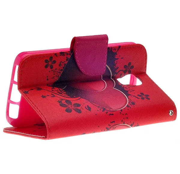 LG Volt Case,  LG LS740 Case Wrist Strap Pu Leather Magnetic Flip Fold[Kickstand] Wallet Case with ID & Card Slots for LG Volt - Red Heart