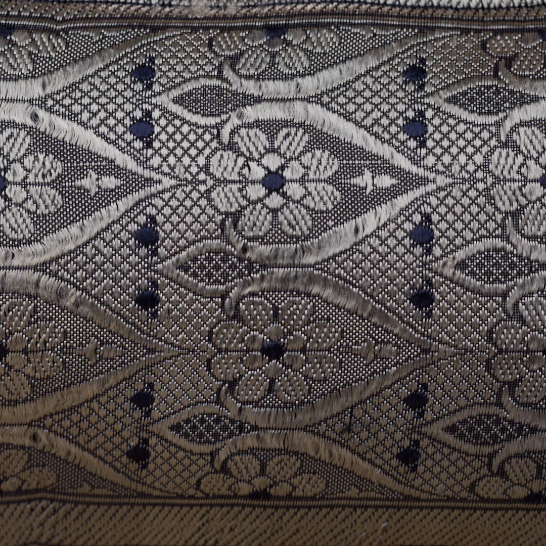 Luxury Upcycled Brocade Sari Clutch Purse, Silver