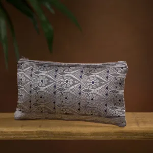 Luxury Upcycled Brocade Sari Clutch Purse, Silver