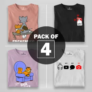 Men Graphic Half Sleeve T-Shirt Combo - Pack of 4
