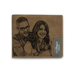 Men's Bifold Custom Photo Wallet Light Coffee Color
