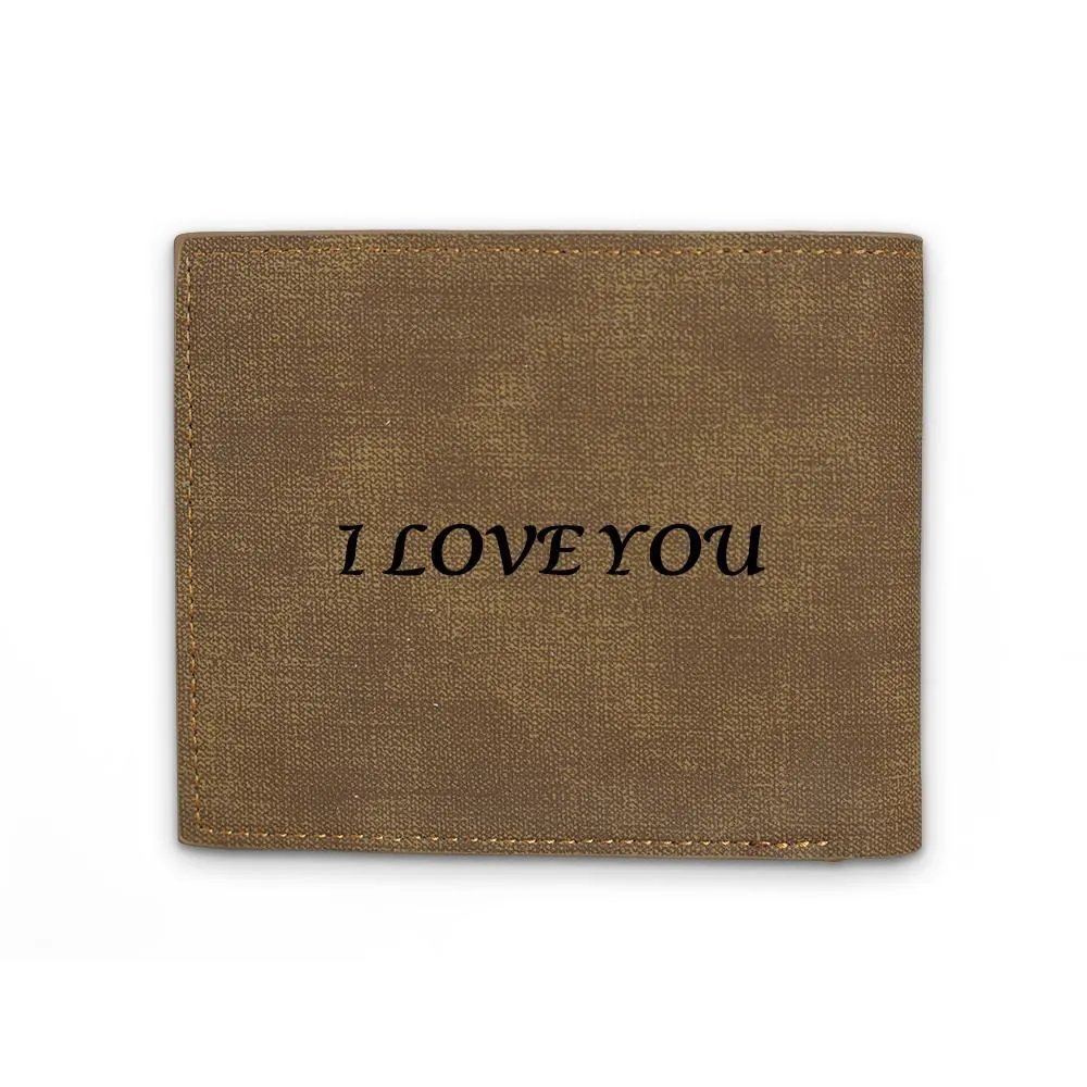Men's Bifold Custom Photo Wallet Light Coffee Color