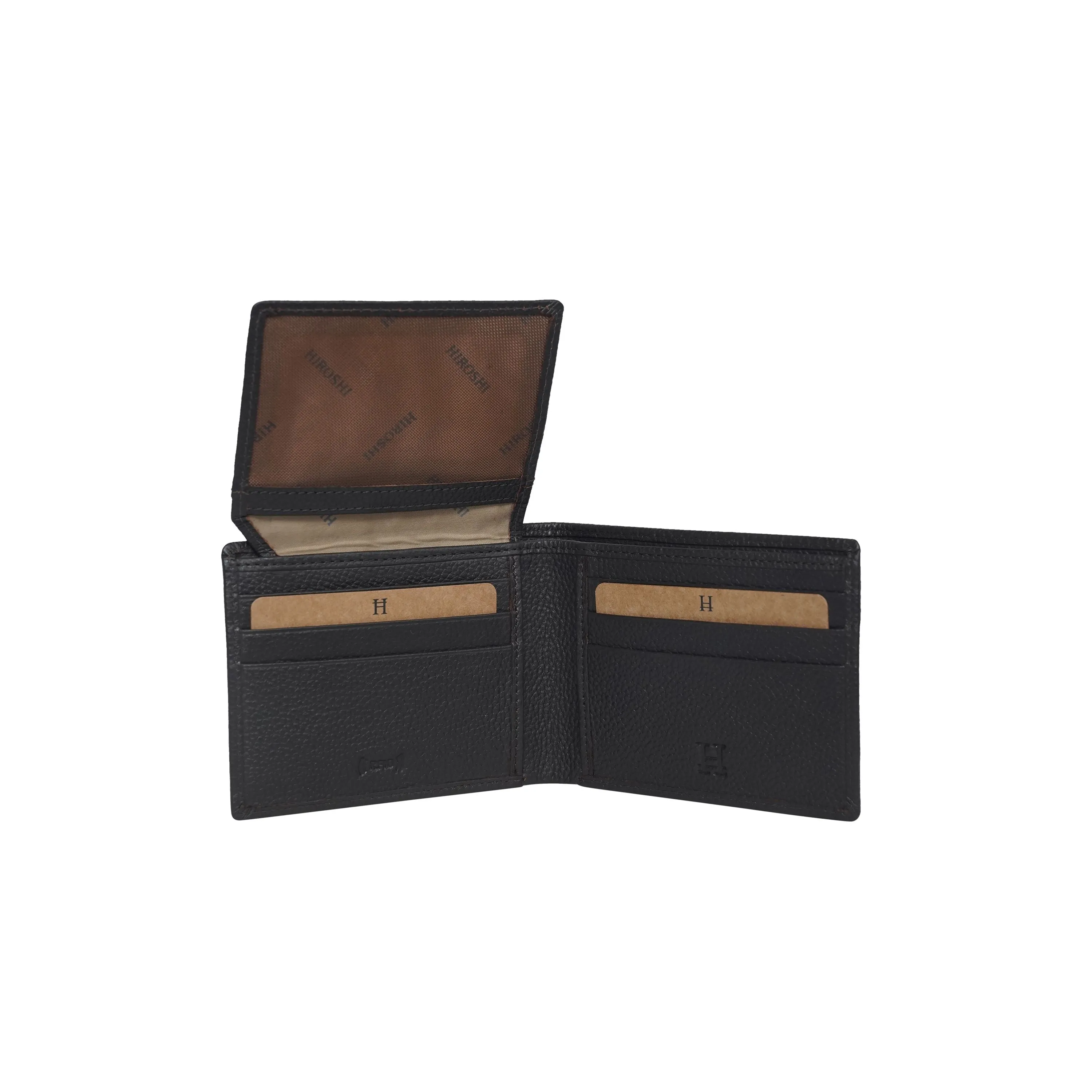Men's Black Leather Fold Wallet - Hiroshi