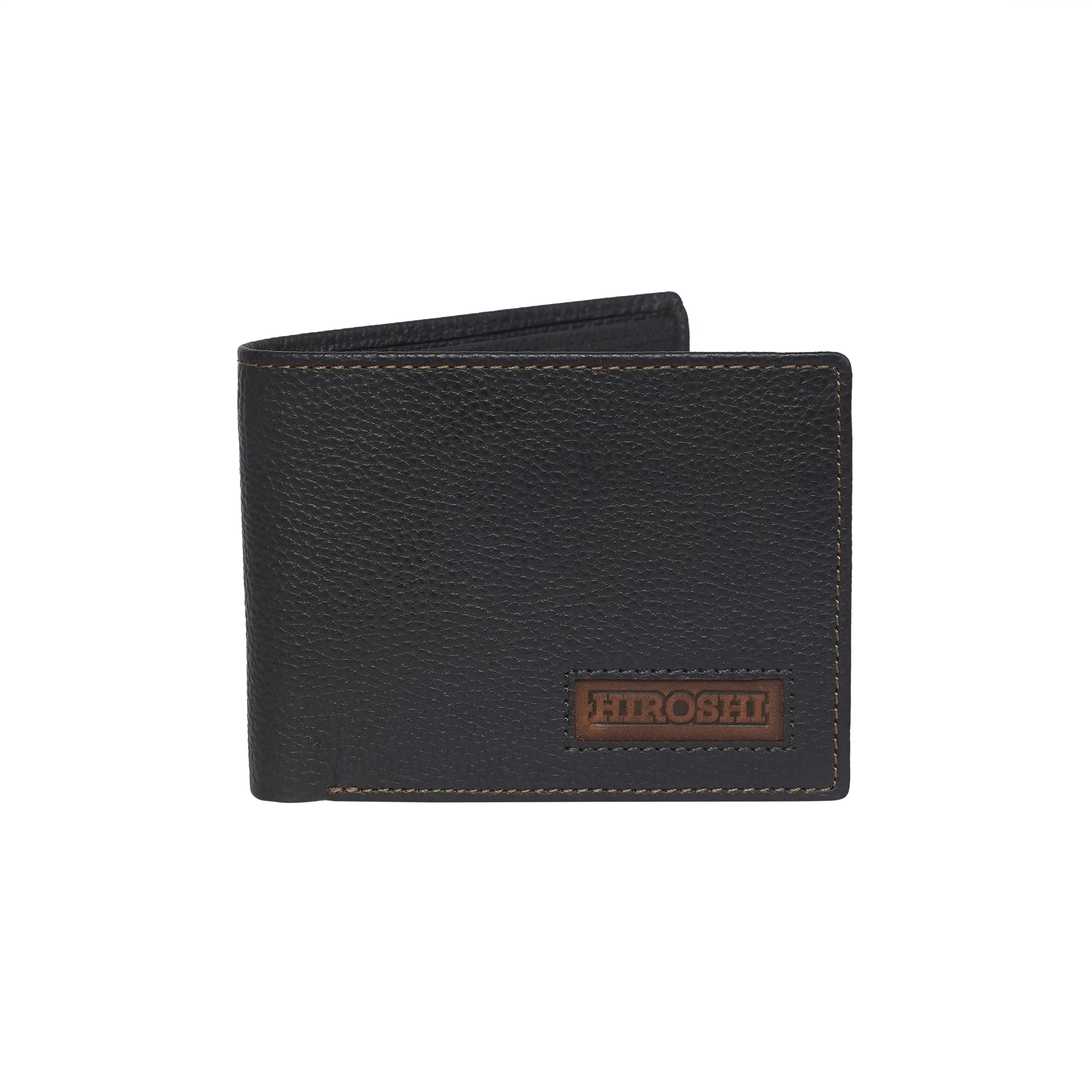 Men's Black Leather Fold Wallet - Hiroshi