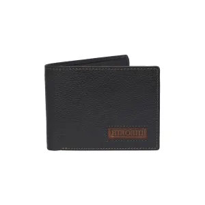 Men's Black Leather Fold Wallet - Hiroshi