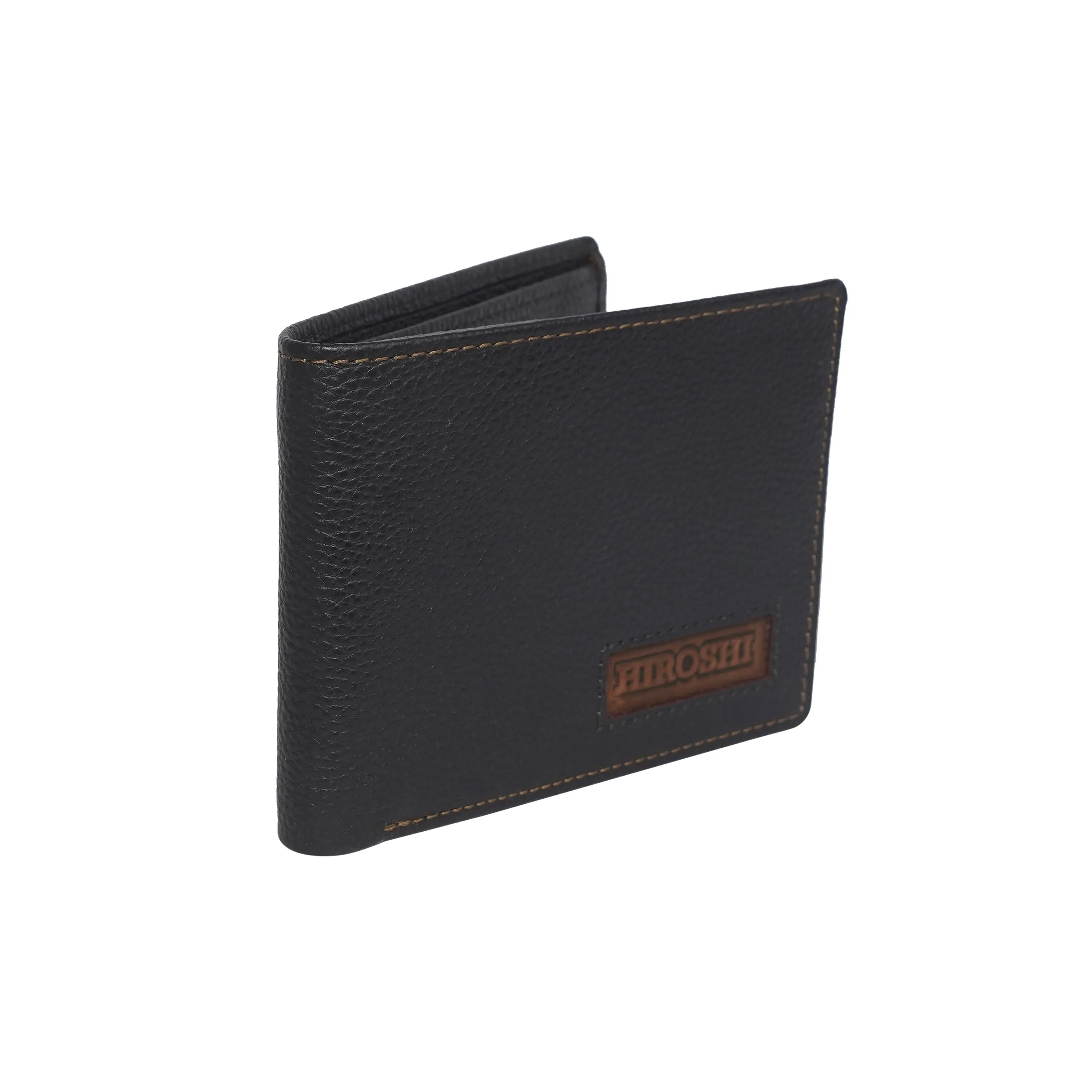 Men's Black Leather Fold Wallet - Hiroshi