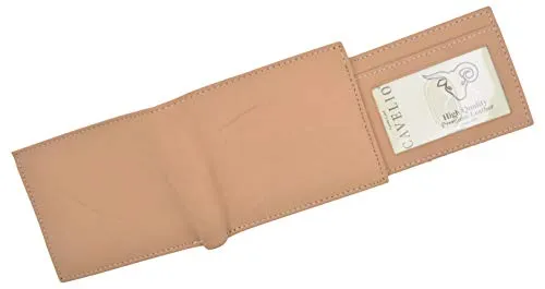 Men's Tan Bifold Soft Leather Credit Card ID Flap Out Wallet