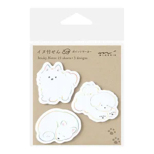 Midori Die-Cut Sticky Note - White Dog - 15 Sheets x 3 Designs