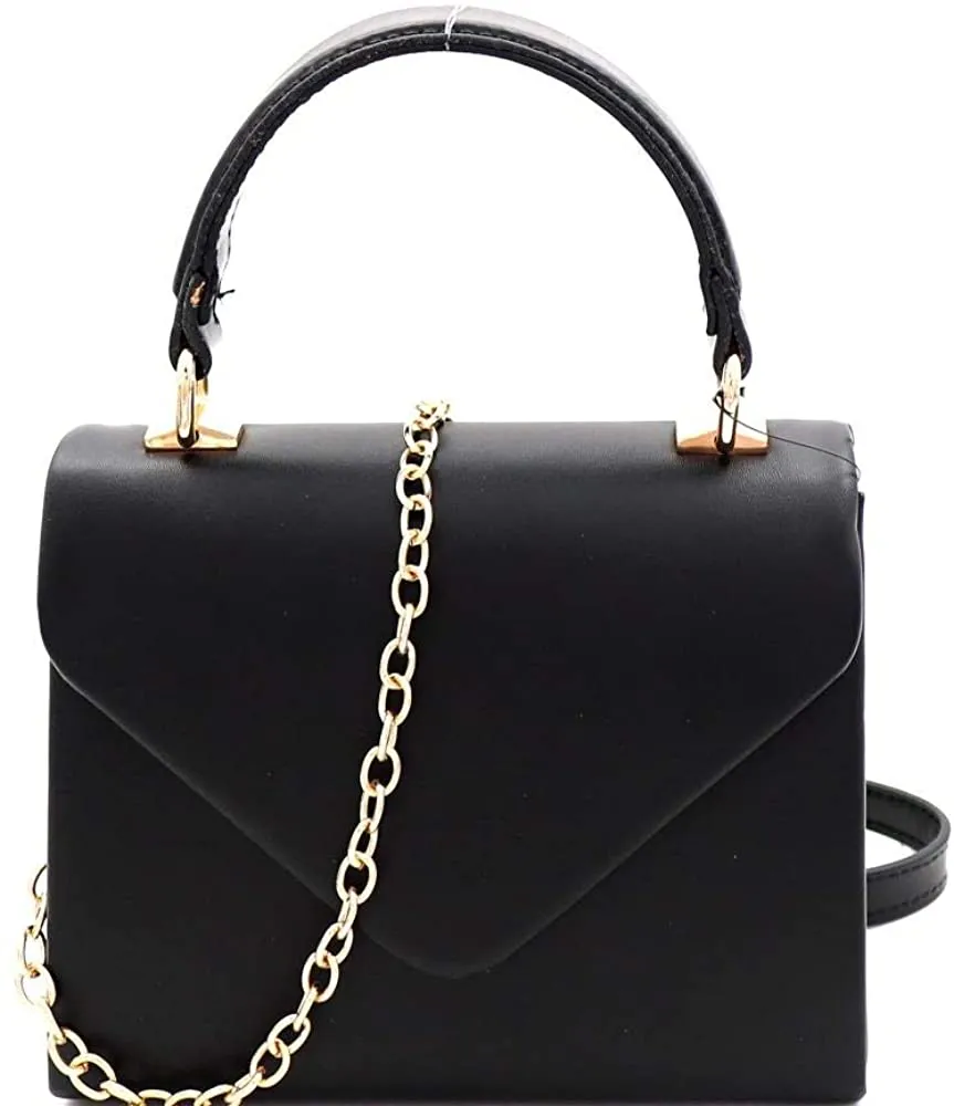 Mini Retro Glossy Crocodile Black Box Flap leather Satchel Crossbody Handbag