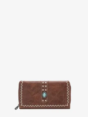 Montana West Cross Stitch Turquoise Concho Wallet