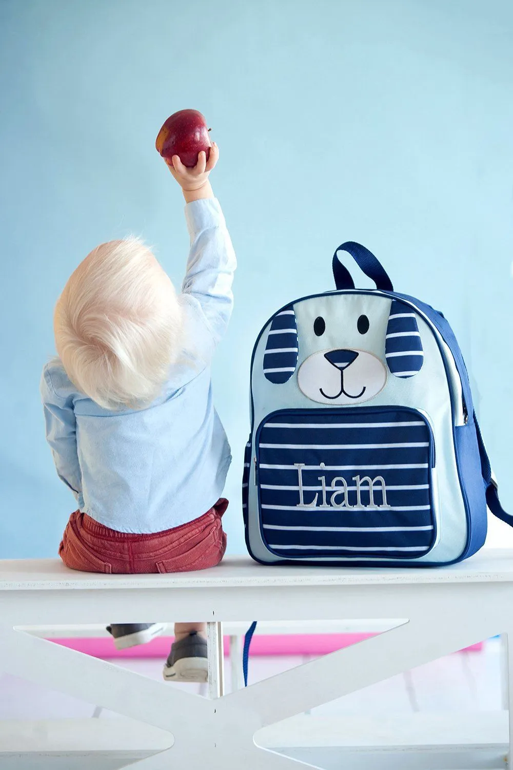 Navy Puppy Preschool Backpack - Personalized