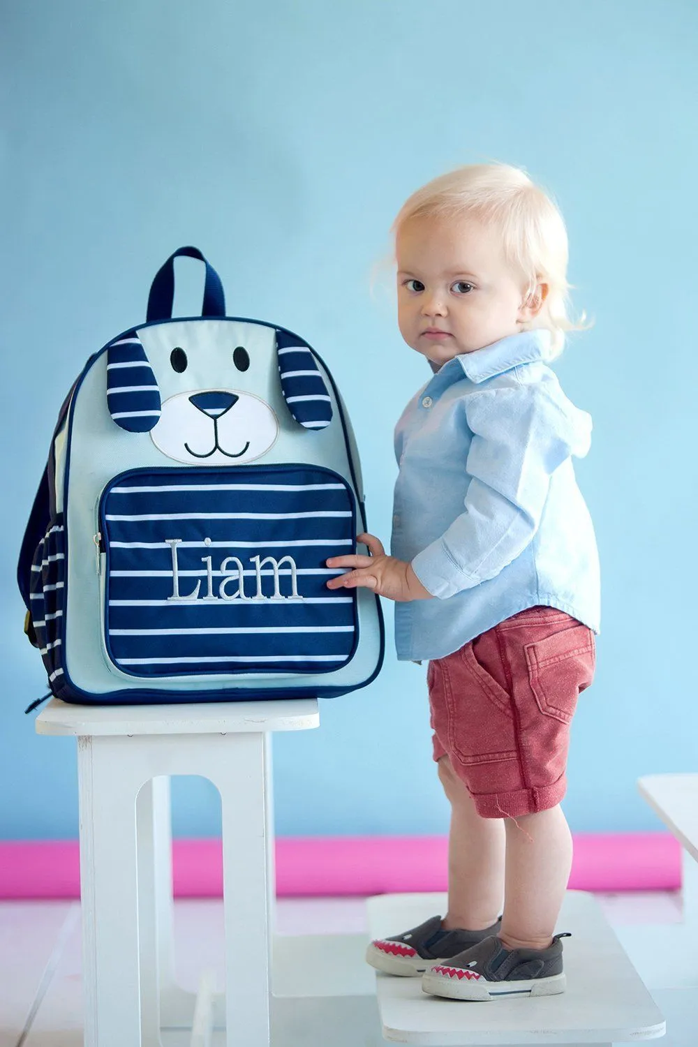 Navy Puppy Preschool Backpack - Personalized