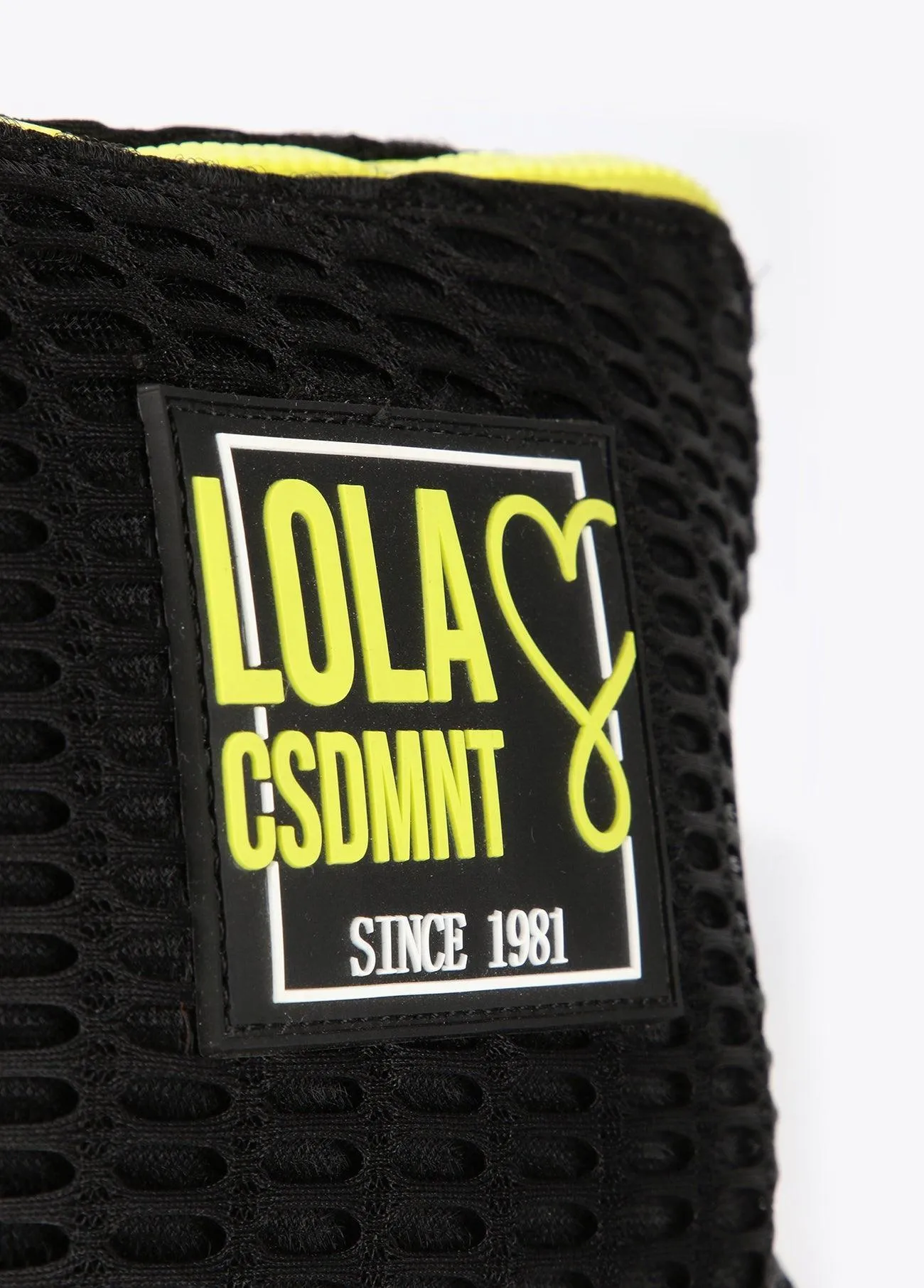 Neon logo mesh toiletry bag