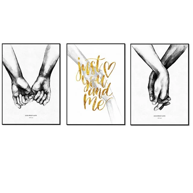 Nordic Black and White Poster Couple Sweet Love Wall Art