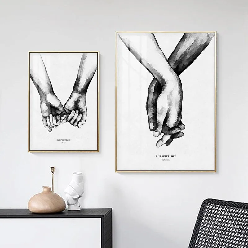 Nordic Black and White Poster Couple Sweet Love Wall Art