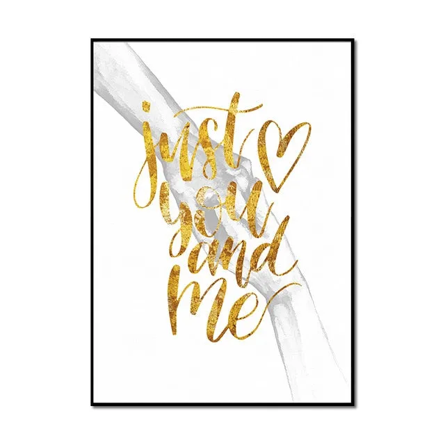 Nordic Black and White Poster Couple Sweet Love Wall Art