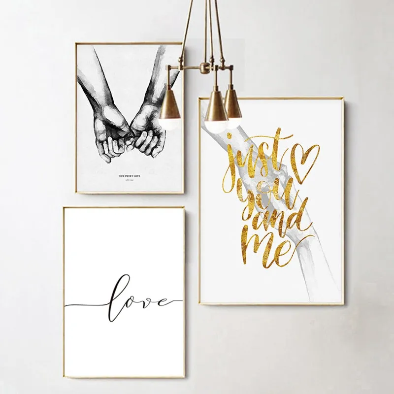 Nordic Black and White Poster Couple Sweet Love Wall Art