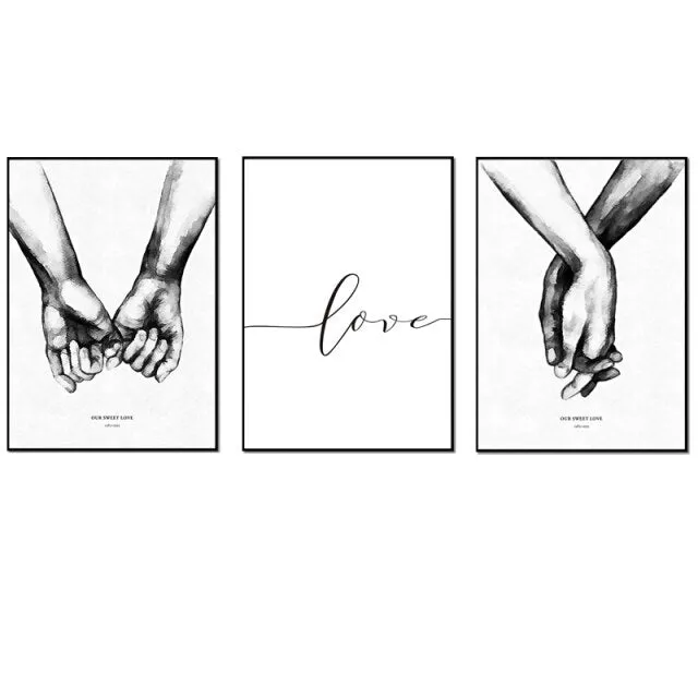 Nordic Black and White Poster Couple Sweet Love Wall Art
