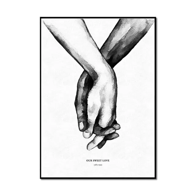 Nordic Black and White Poster Couple Sweet Love Wall Art