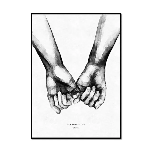 Nordic Black and White Poster Couple Sweet Love Wall Art