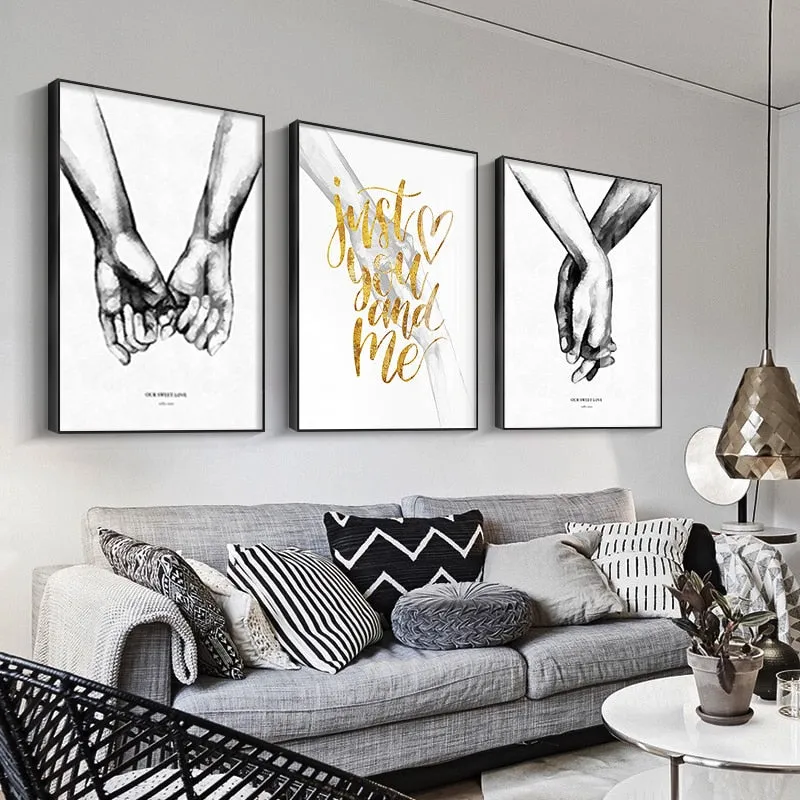 Nordic Black and White Poster Couple Sweet Love Wall Art