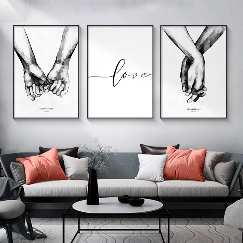 Nordic Black and White Poster Couple Sweet Love Wall Art