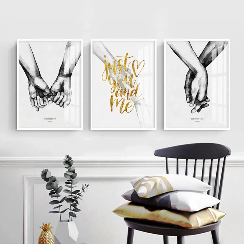 Nordic Black and White Poster Couple Sweet Love Wall Art
