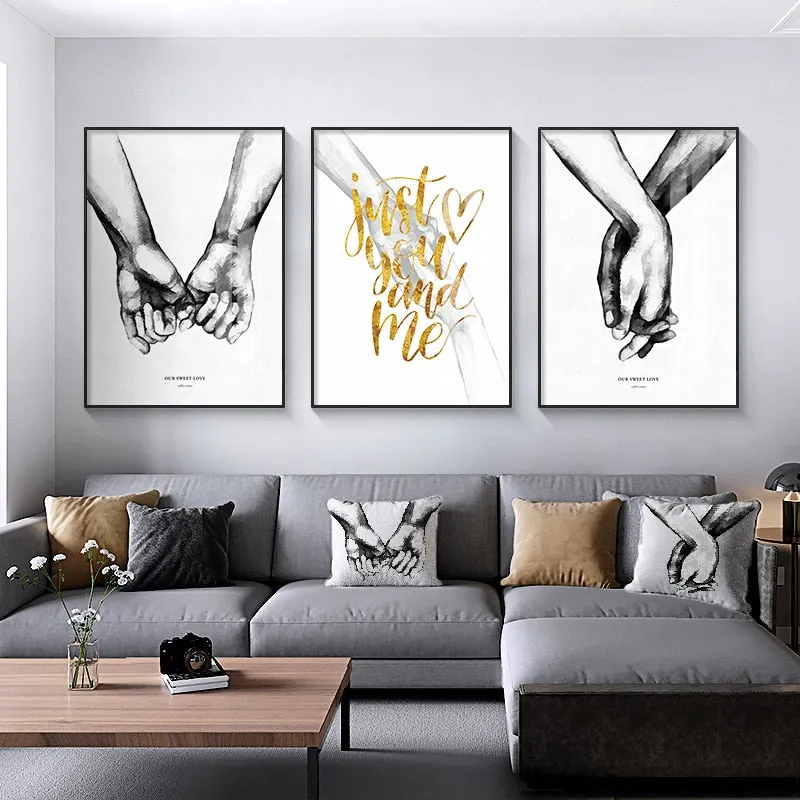 Nordic Black and White Poster Couple Sweet Love Wall Art