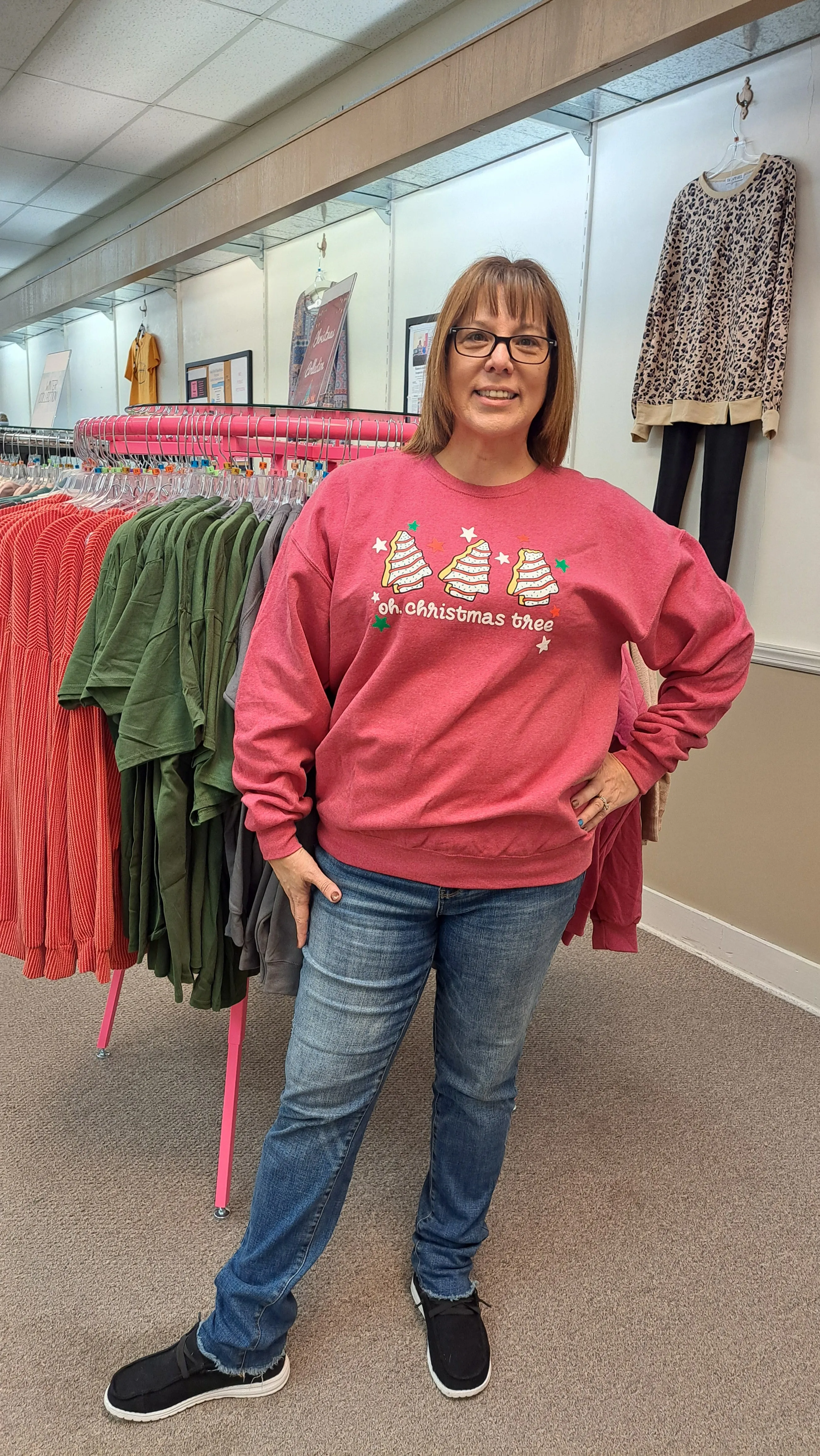 Oh Christmas Tree Cake Sweatshirt in Soft Vintage Red - #8020-8025