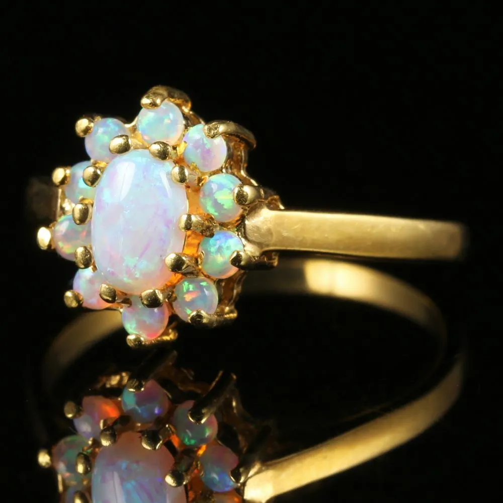 Opal Cluster Ring Gold On Silver