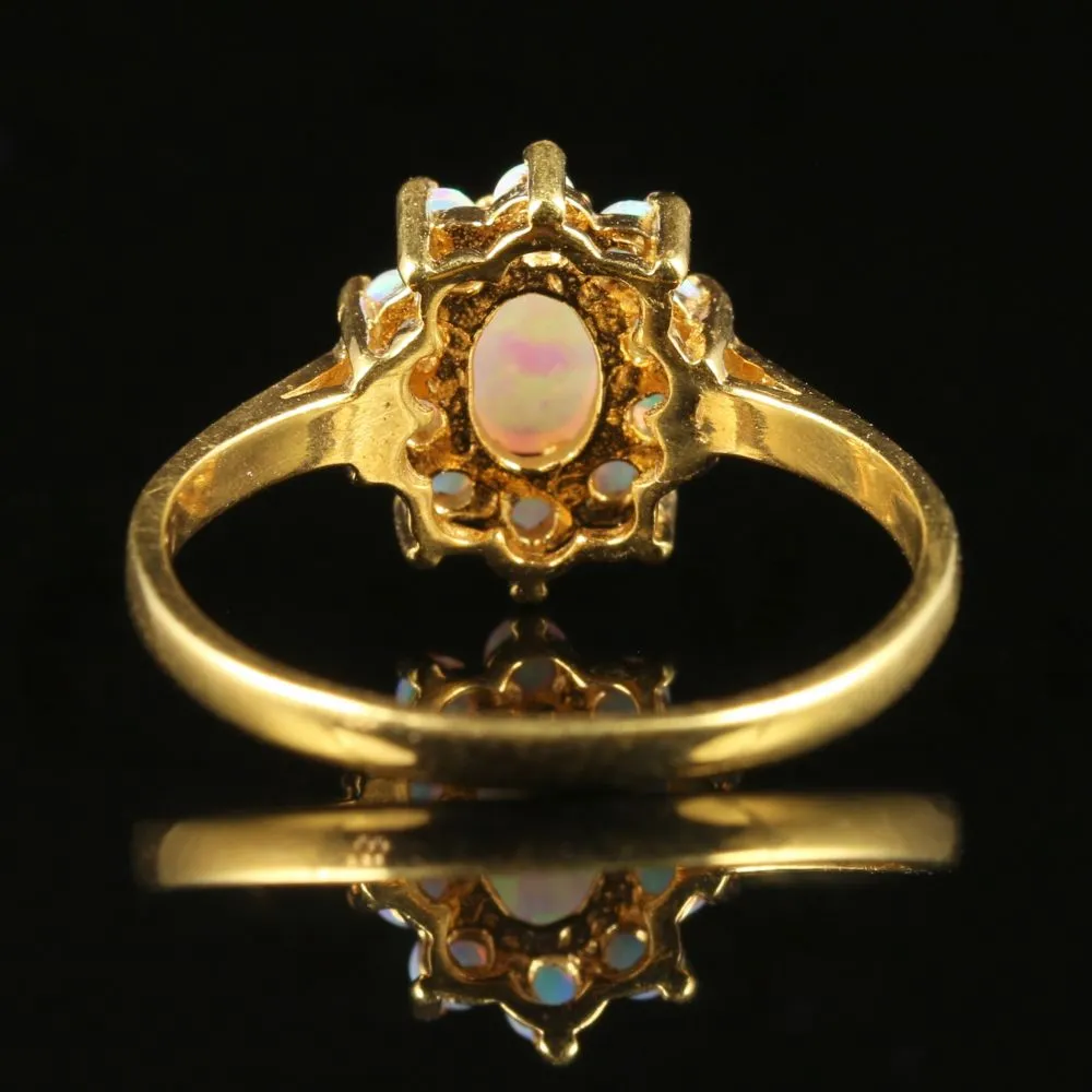 Opal Cluster Ring Gold On Silver