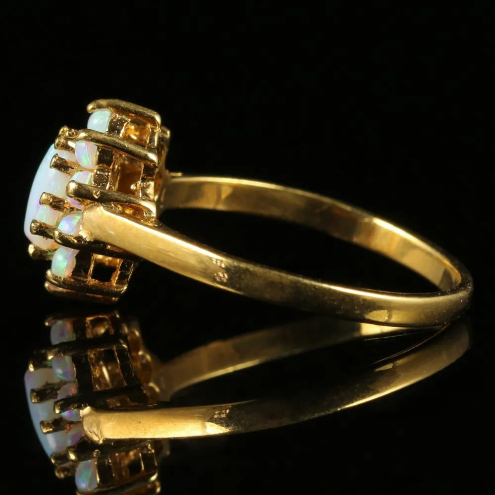 Opal Cluster Ring Gold On Silver