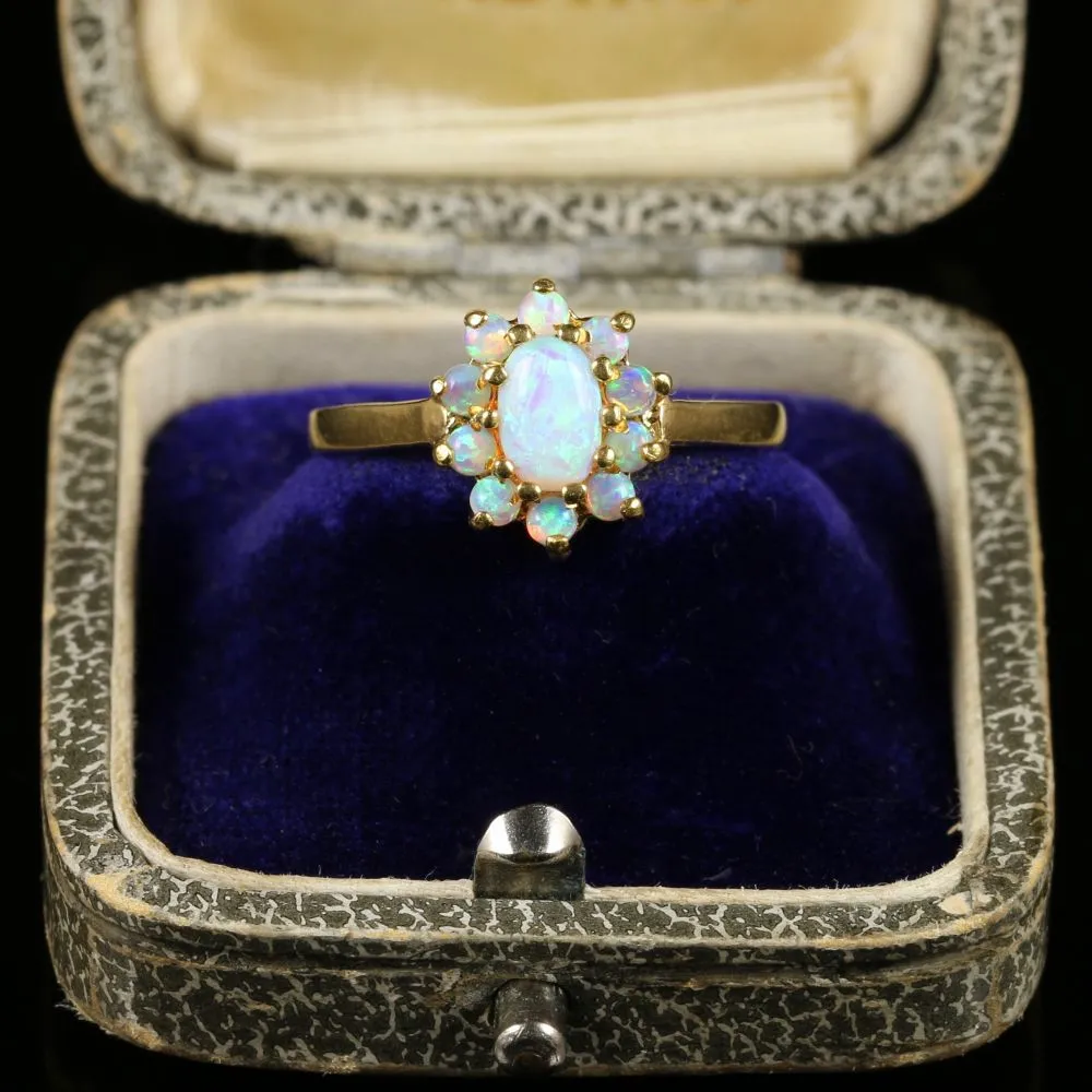 Opal Cluster Ring Gold On Silver