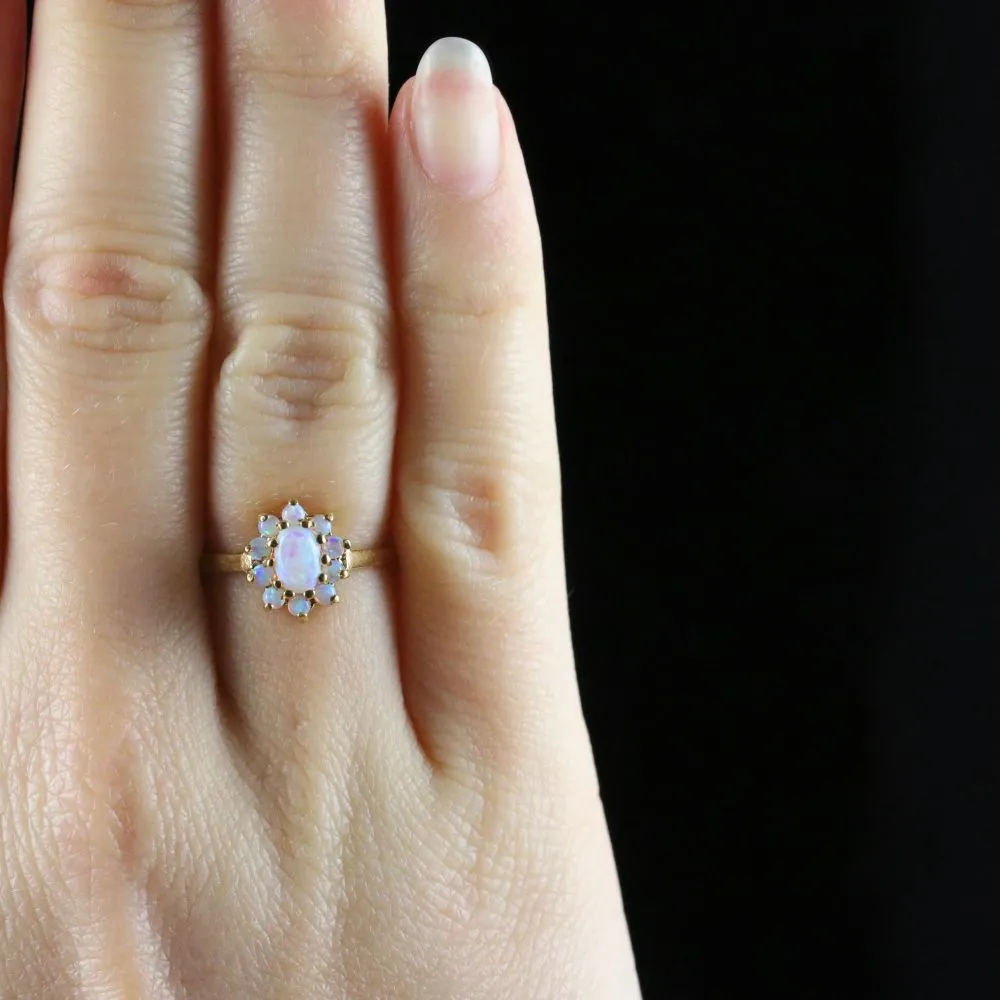 Opal Cluster Ring Gold On Silver