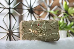 Parrot Motif Hand Embroidered Clutch