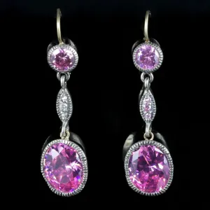 Pink Paste Drop Earrings Gold Wires