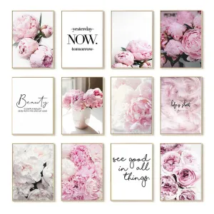 Pink Peony Flowers Wall Art