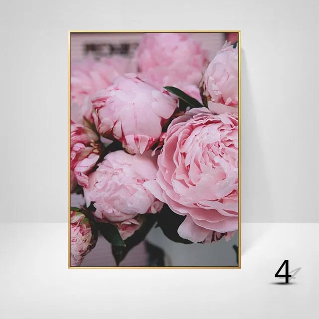 Pink Peony Flowers Wall Art