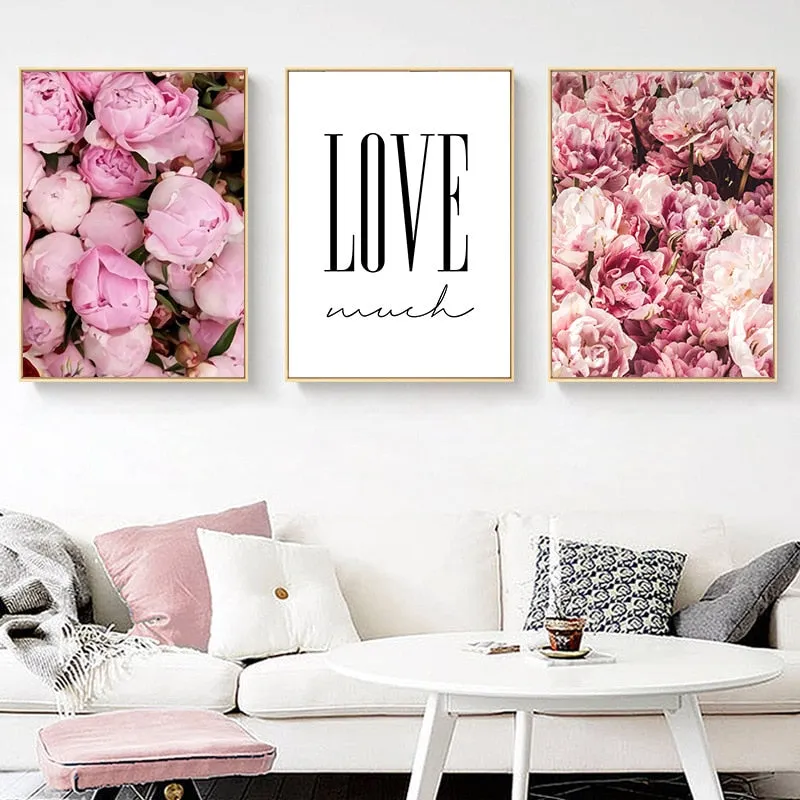 Pink Peony Flowers Wall Art