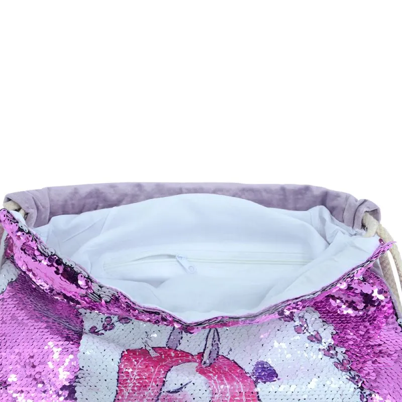 Pink Sequin drawstring bag - 34 x 45 cm