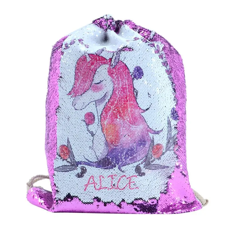 Pink Sequin drawstring bag - 34 x 45 cm
