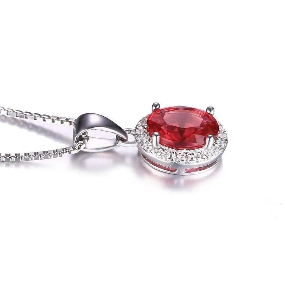 Pink Tourmaline Oval Cut 1.7CT IOBI Precious Gems Halo Pendant Necklace